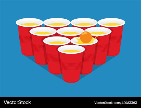 Red Beer Pong Plastic Cups And Ball Royalty Free Vector