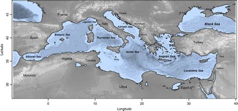 Mediterranean Sea and bordering countries. | Download Scientific Diagram