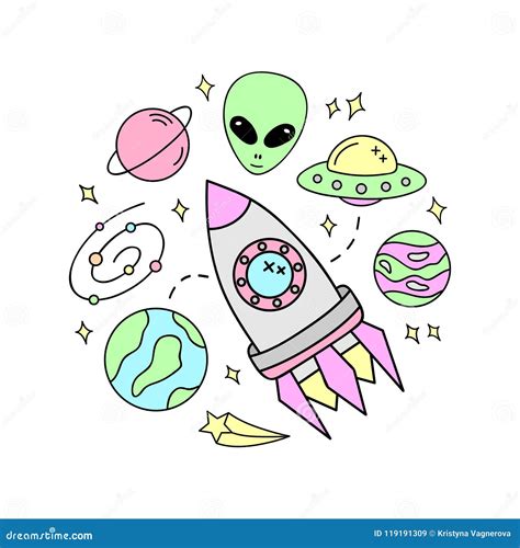 Cute Outer Space Vector Objects Stock Vector Illustration 51 OFF