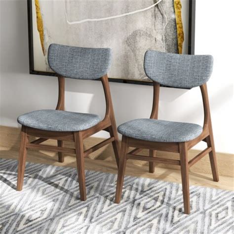 Pemberly Row Mid Century Modern Fabric Dining Chair In Dark Gray Set