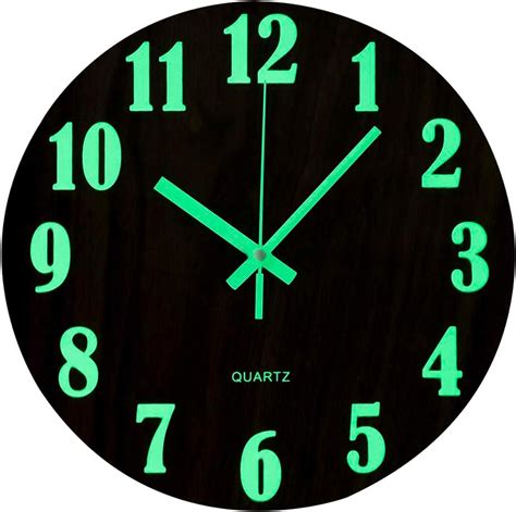 Topkey Reloj De Pared Luminoso De Pulgadas Dise O De Madera