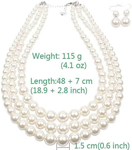 Amazon Daimay Simulated Pearl Chokers Multi Layer Pearl Necklace