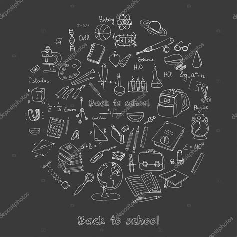 Freehand Drawing School Items Stock Vector By Natasha Pankina