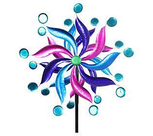 Exhart Pink And Blue Double Pinwheel Spinner Stake Qvc Metal