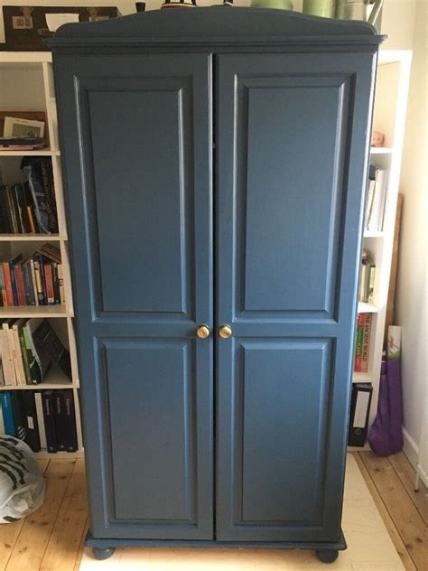 Pine Wardrobe Painted In Farrow And Ball Stiffkey Blue In Beckenham