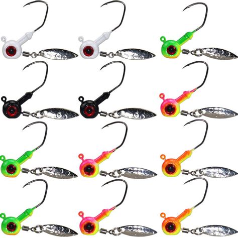 20pcs Underspin Jig Heads Crappie Jig Head Fishing Hooks Lures 3D Eye