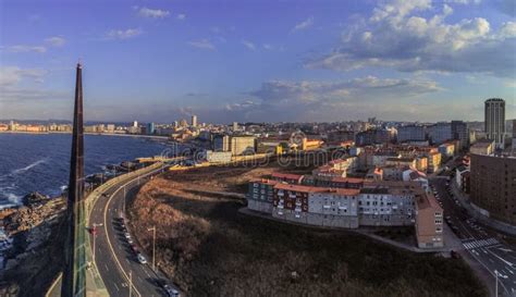 La Coruna Aerial View In Coastal City Galicia Spain Stock Image