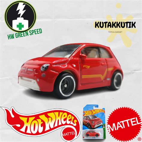 Jual Hot Wheels Mobil Listrik EV Fiat 500e Merah Lot M 2023 HW Green