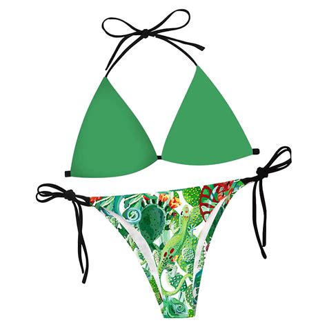 Loasebue Women S Swimsuit With Strap Printed Bikini Beach Split
