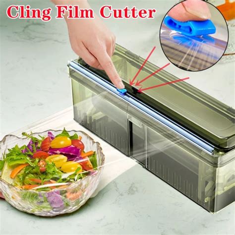 Byssherer Plastic Food Wrap Dispenser With Slide Cutter Adjustable