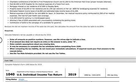 Note This Problem Is For The Tax Year Roberta Chegg