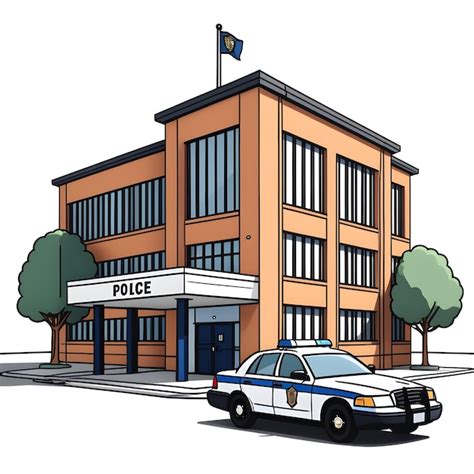 Premium Photo Police Station Building With Police Car On The