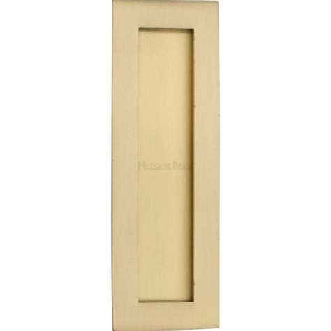 Heritage Rectangular Flush Door Pull C1855 175mm Satin Brass Broughtons Lighting And Ironmongery