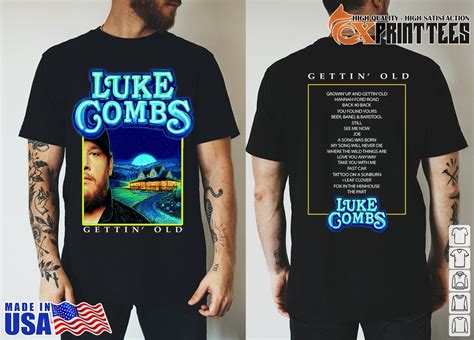 Luke Combs Growing Up And Gettin Old Album Cover Shirt Fox Print Tees