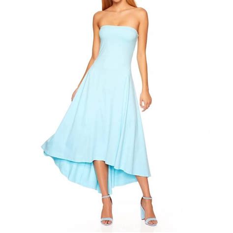 Designer Susana Monaco Strapless High Low Maxi Dress In Fresh Water