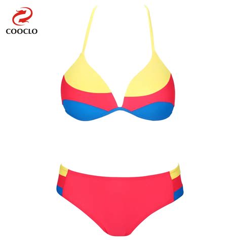 Cooclo Hot Sexy Swimwear Micro Bikini 2019 Patchwork Print Straps