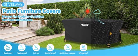 Velway Garden Furniture Covers Waterproof 170x95x74cm Patio Outdoor