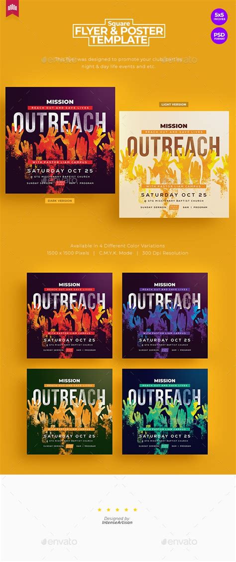 Outreach - Square Church Flyer, Print Templates | GraphicRiver