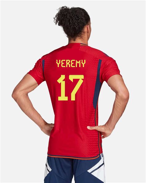 Camiseta 1ª España Authentic para el Mundial Qatar 2022 de Yeremy para