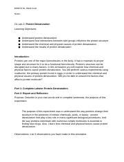 Final Labs Bios Online Labs Week Protein Denaturation Lab