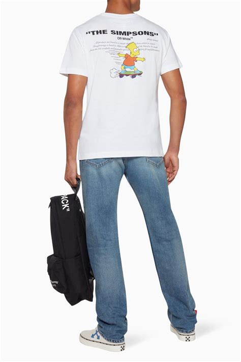 Shop Off White White Homer And Bart Simpson Graphic T Shirt For Men