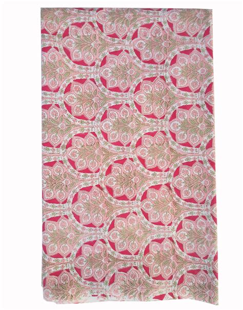 Pink Floral Print Cotton Fabric Indian Block Print Fabric Etsy