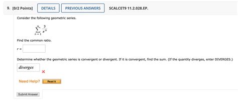 Solved Consider The Following Geometric Series N N Chegg