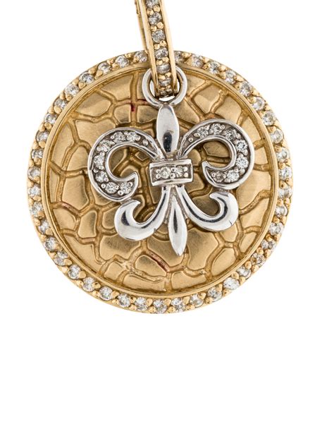 14k Diamond Fleur De Lis Disc Pendant Necklaces Penda23588 The