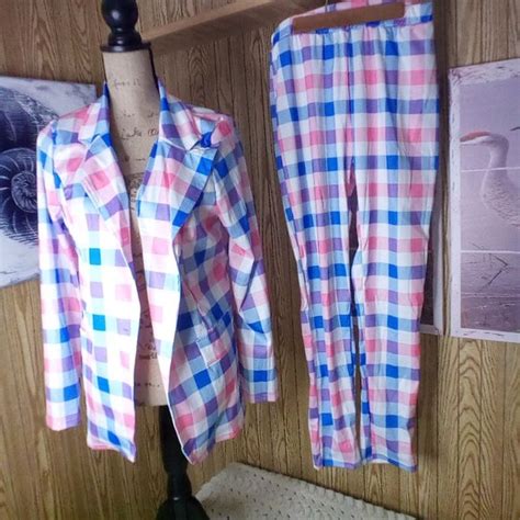 Intimates And Sleepwear Pink Plaid Pajama Set Poshmark