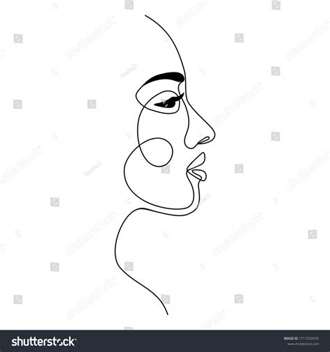 Continuous Line Drawing Abstract Woman Face Stock Vector Royalty Free