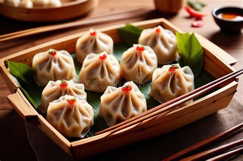 Traditional Chinese Steamed Dumpling Dim Sum Food Snack Meal Stock