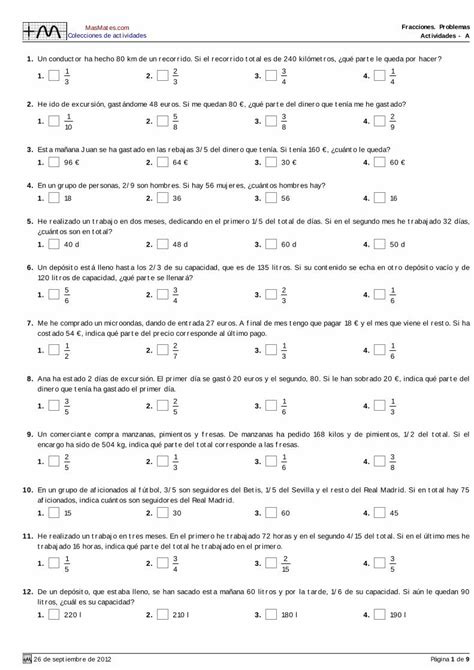 PDF Fracciones Problemas Actividades Coleccion A PDF