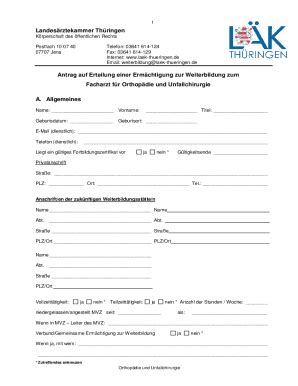 Ausfüllbar Online AntragOrthopdie und Unfallchirurgie doc Fax Email