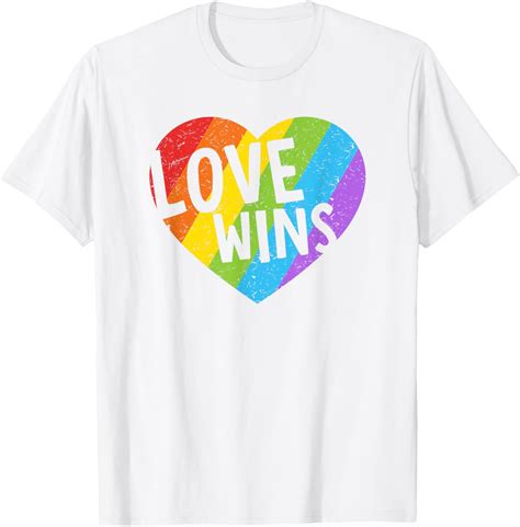 Amazon Love Wins Shirt LGBT Gay Pride Rainbow Heart Clothing Shoes Jewelry