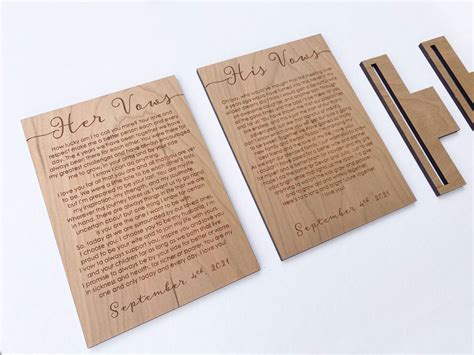 Wedding Day Vow Cards Personalized Engraved