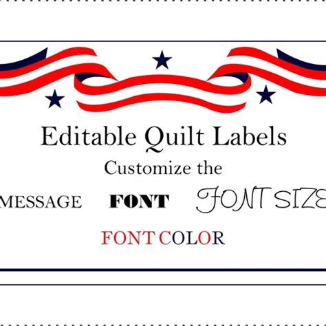 Printable Quilt Labels Editable Label Customized Tag Etsy