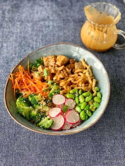 Chicken Buddha Bowl With Satay Sauce Vj Cooks