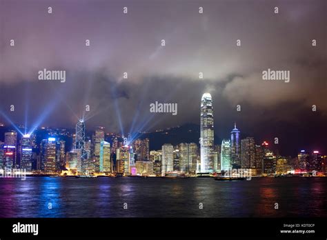 Hong Kong Island waterfront at night, China Stock Photo - Alamy