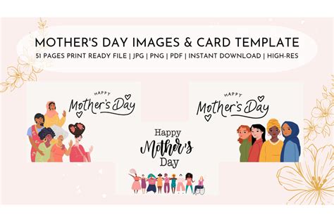 Mothers Day Greeting Card Template Graphic By Stroberihitam · Creative