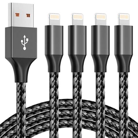 Iphone Charger 4 Pack 6 Ft Mfi Certified Lightning Cable Nylon Braided Cable Iphone Charger Fast