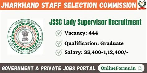 Jssc Lady Supervisor Recruitment 2023 Admit Card For 444 Vacancy