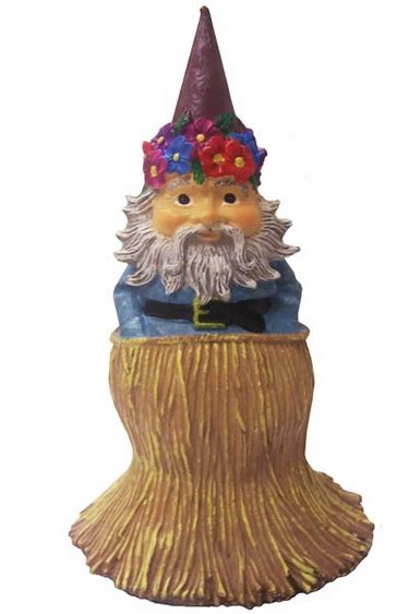 Hawaiian Travelocity Roaming Gnome W Lei And Grass Skirt