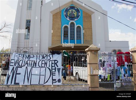 A Church Turned Into Evacuation Center Tacloban City Philippines Stock