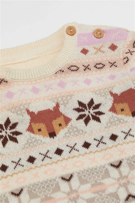 Jacquard Knit Sweater Light Beigepatterned Kids Handm Us