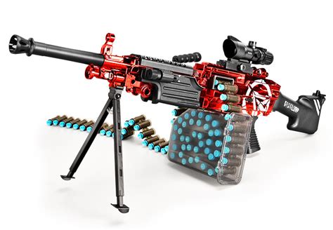 Lehui M249 Machine Gun Foam Dart Blaster, Bullet Chain Ammo Feed Nerf ...