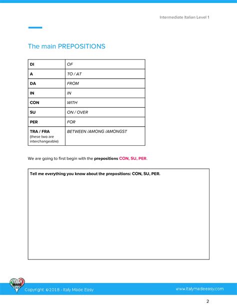 Solution 07 Prepositions And Articulated Prepositions Author Italy