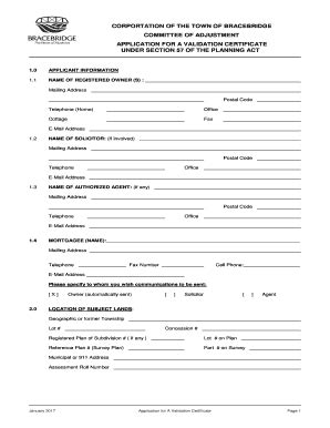 Fillable Online Bracebridge Civicweb Validation Certificate Application