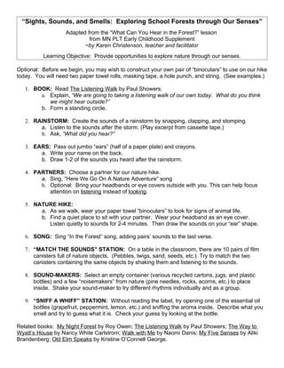 Sights Sounds Smells Exploring School Forests Lesson Plan Pdf