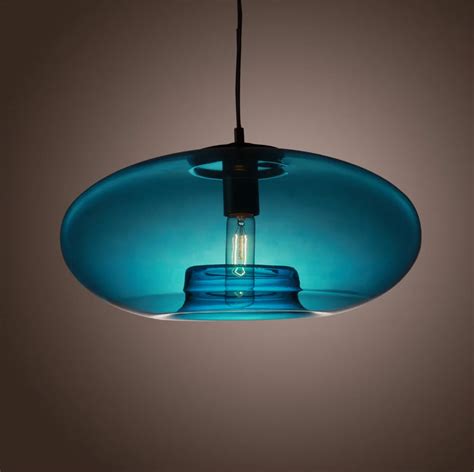 American Modern Glass Pendant Liights With Blue Round Glass Lamp Shade Light Fixtures 110v 220v