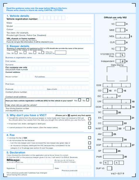 Dvla V62 Form Download